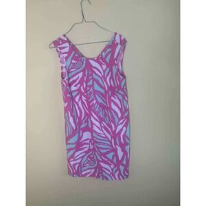 Lilly Pulitzer Sabrina Shift Sleeveless Dress Pink Blue White Palm Print Size XS